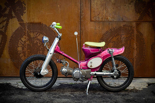 1972 Honda Cub 90 Bankok Special custom cub street cub custom scooter bike lime green glitter flake